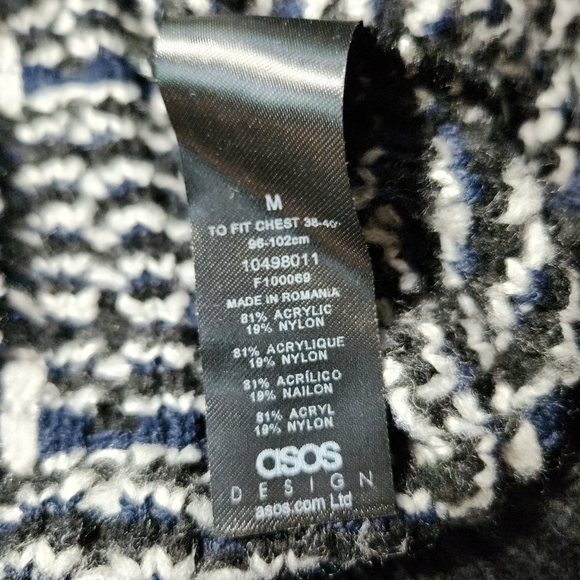 ASOS Design Mens Knitted Check Sweater sz M - Picture 6 of 7